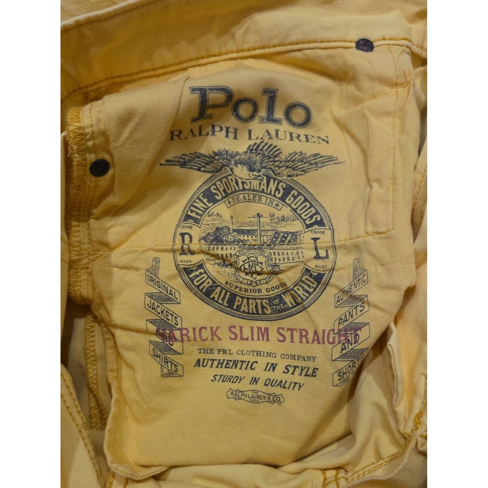Polo Ralph Lauren Varick Slim Straight Preppy Heriatge Chino Yellow 38x30 Cotton - Picture 6 of 8